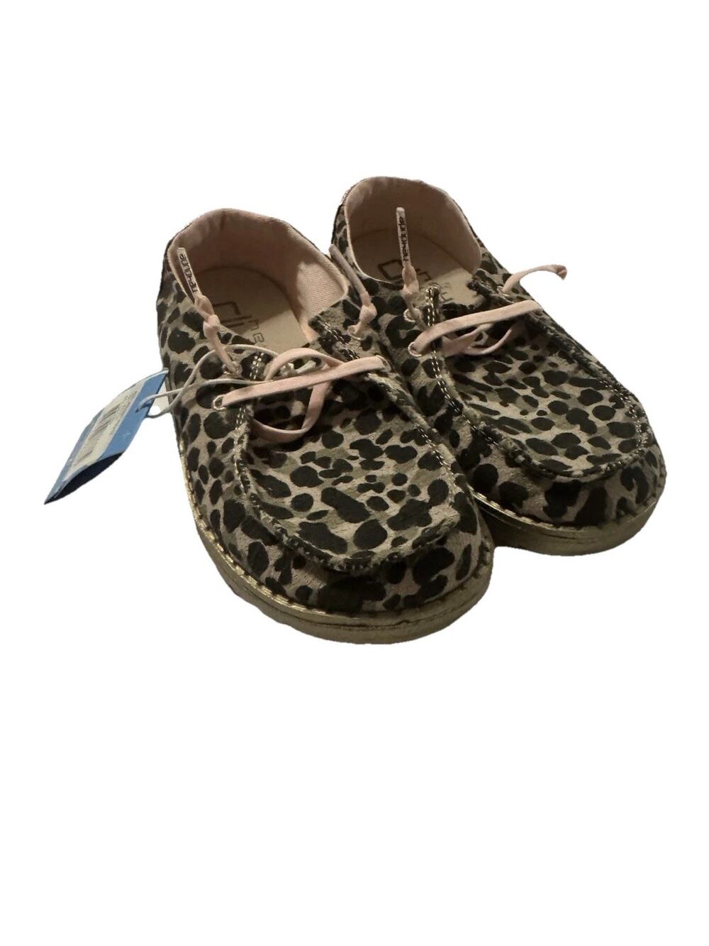 Hey Dude Wally Youth Size 12 Leopard Print Slip On Shoes Girls New